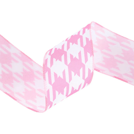 2 1/2" Wired Ribbon | Pink/White Herringbone | 10 Yard Roll LaRibbons and Crafts