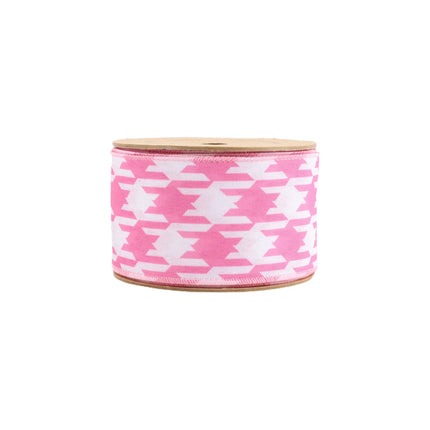 2 1/2" Wired Ribbon | Pink/White Herringbone | 10 Yard Roll LaRibbons and Crafts