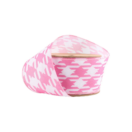 2 1/2" Wired Ribbon | Pink/White Herringbone | 10 Yard Roll LaRibbons and Crafts