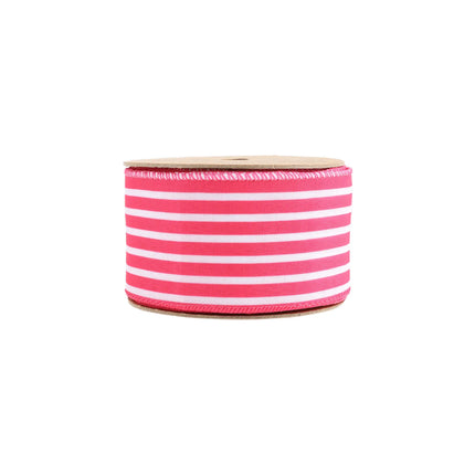 2 1/2" Wired Ribbon | Hot Pink/White Stripe | 10 Yard Roll LaRibbons and Crafts