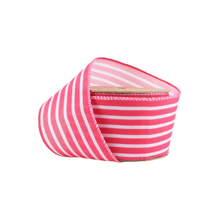 2 1/2" Wired Ribbon | Hot Pink/White Stripe | 10 Yard Roll LaRibbons and Crafts