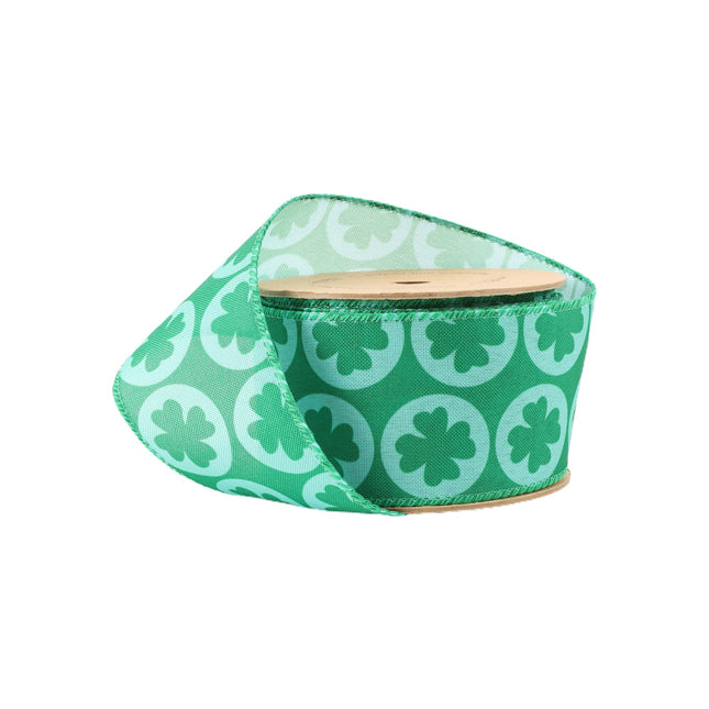 2 1/2" Wired Ribbon | Green Four Leaf Clover | 10 Yard Roll LaRibbons and Crafts