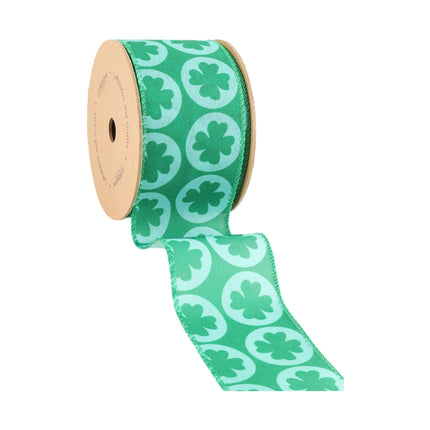 2 1/2" Wired Ribbon | Green Four Leaf Clover | 10 Yard Roll LaRibbons and Crafts