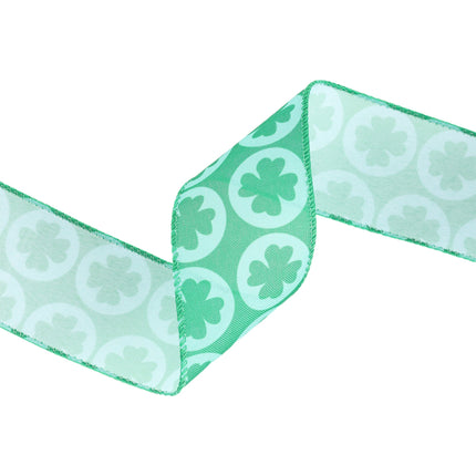 2 1/2" Wired Ribbon | Green Four Leaf Clover | 10 Yard Roll LaRibbons and Crafts