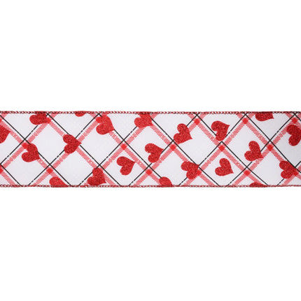 Valentines Day-Heart on Bias Plaid & Mesh &Metallic | 3 Rolls