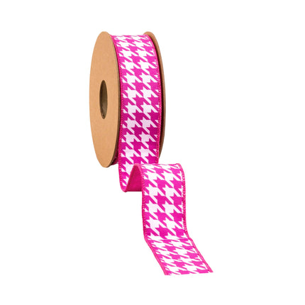 1 1/2" Wired Dupioni Ribbon | Pink/White Herringbone w/ Pink Backing | 10 Yard Roll LaRibbons and Crafts
