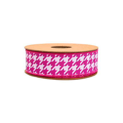 Spring Day Floral Stems with Pink/White Herringbone Ribbon Bundle 3 Rolls |30 Yards