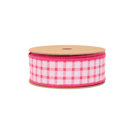 Green Grid Ribbon and Yellow-Pink Stripe Velvet with Pink Coral Gridlines Ribbon |3 Rolls |30 Yards