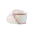 2 1/2 Wired Ribbon | White w/ Pastel Bias Plaid | 10 Yard Roll LaRibbons and Crafts