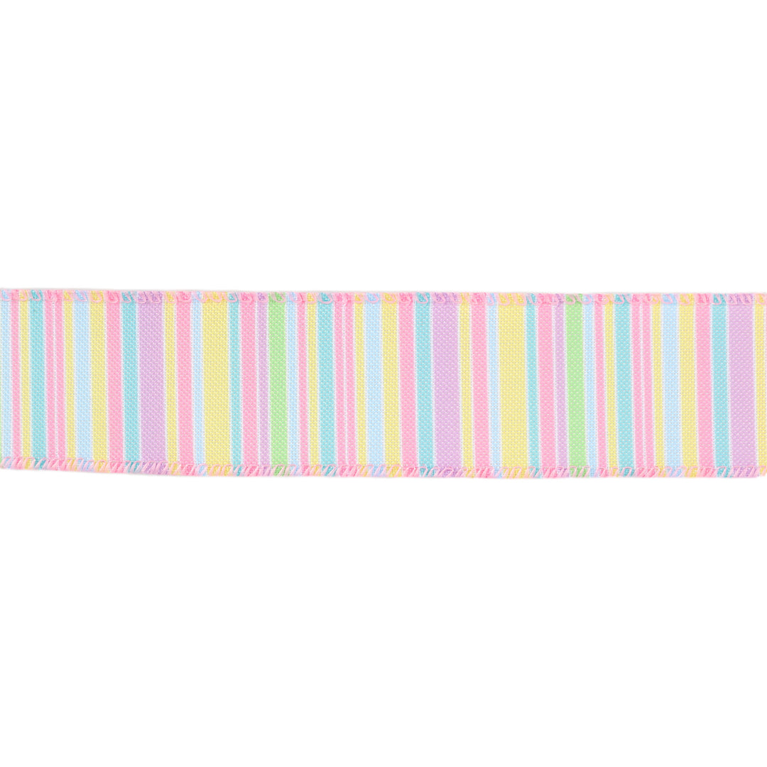 Wired Ribbon | Pastel Horizontal Stripe | 10 Yard Roll