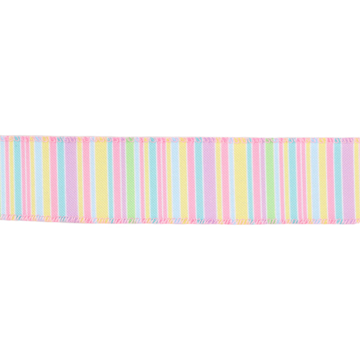 Wired Ribbon | Pastel Horizontal Stripe | 10 Yard Roll