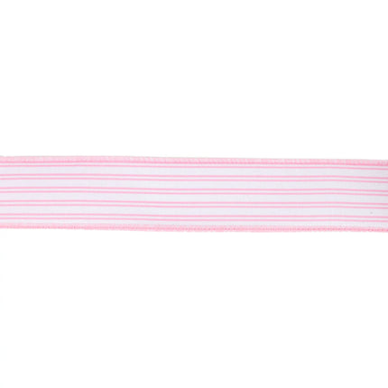 Flat view of pink & white striped ribbon for party crafts