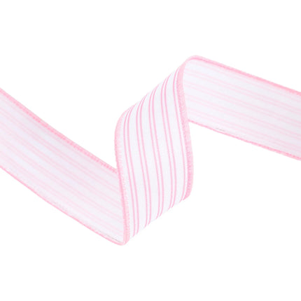 Curved pink & white striped ribbon for gift bows & decor