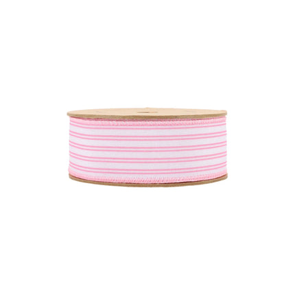 Roll of pink & white striped ribbon for baby shower crafts