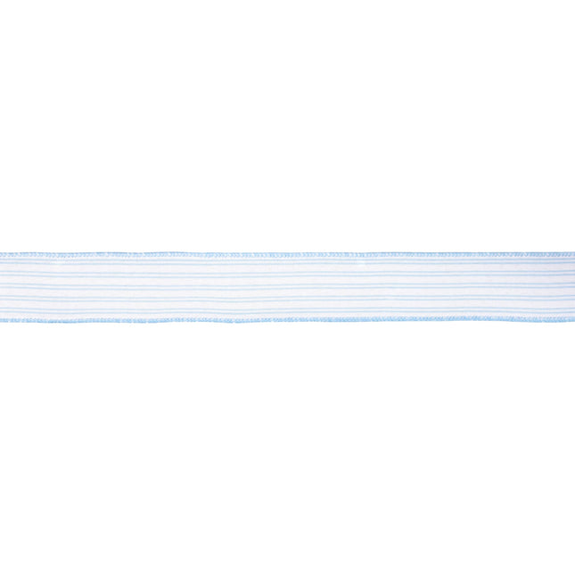 1 1/2" Wired Ribbon | Light Blue Ticking Stripe | 10 Yard Roll LaRibbons and Crafts