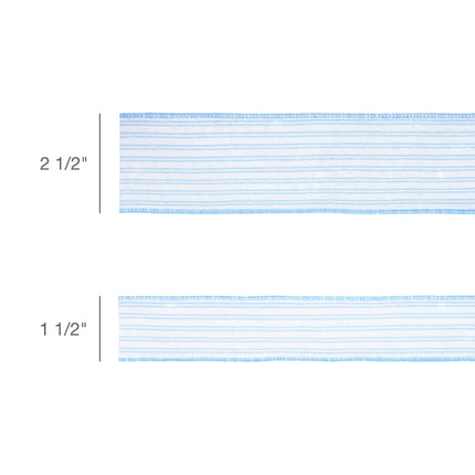 1 1/2" Wired Ribbon | Light Blue Ticking Stripe | 10 Yard Roll LaRibbons and Crafts