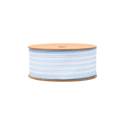 Baby Blue Bows and Light Blue Ticking Stripe with Blue Linen 3 Rolls |30 Yards