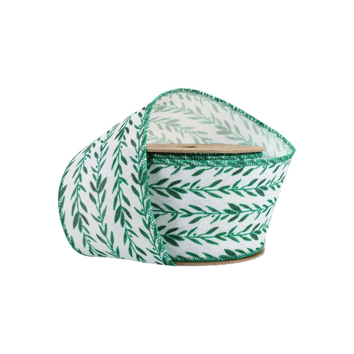 2 1/2" Wired Ribbon | Olive Leaf | 10 Yard Roll