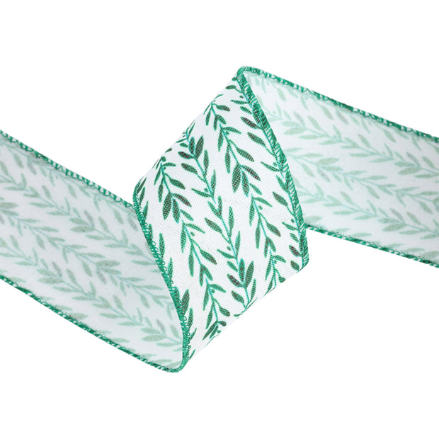 2 1/2" Wired Ribbon | Olive Leaf | 10 Yard Roll