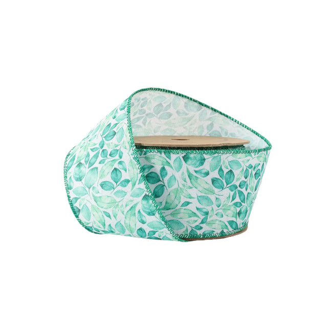 2 1/2" Wired Ribbon | All Over Leaf | 10 Yard Roll LaRibbons and Crafts