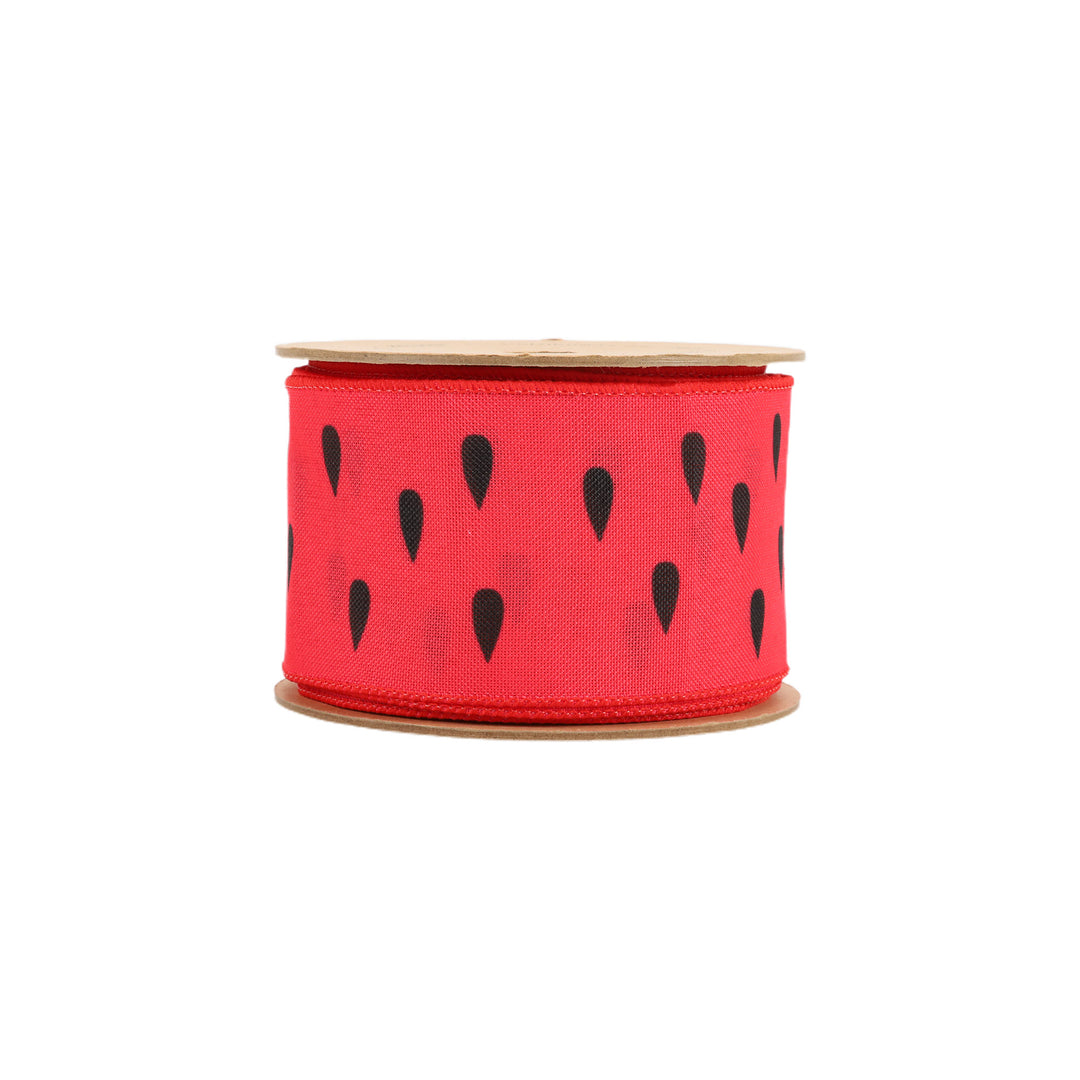 2 1/2" Wired Ribbon | Watermelon Seeds | 10 Yard Roll