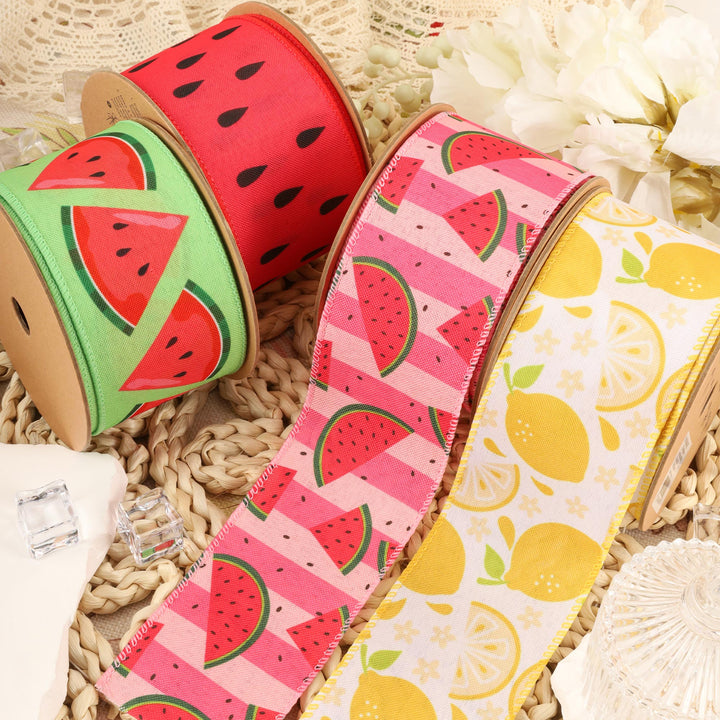 2 1/2" Wired Ribbon | Watermelon Seeds | 10 Yard Roll