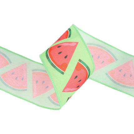 2 1/2" Wired Ribbon | Watermelon Slice on Green | 10 Yard Roll LaRibbons and Crafts