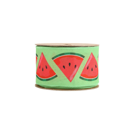 2 1/2" Wired Ribbon | Watermelon Slice on Green | 10 Yard Roll LaRibbons and Crafts