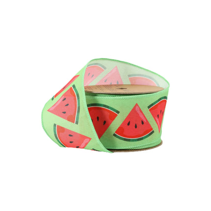 2 1/2" Wired Ribbon | Watermelon Slice on Green | 10 Yard Roll LaRibbons and Crafts