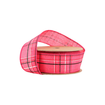 1 1/2" Wired Ribbon | Hot Pink/Spring Plaid | 10 Yard Roll LaRibbons and Crafts