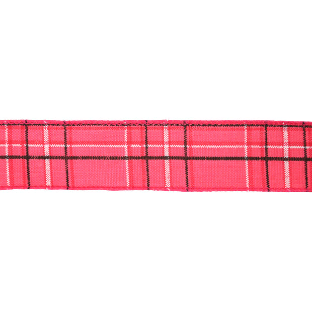 Wired Ribbon | Hot Pink/Spring Plaid | 10 Yard Roll