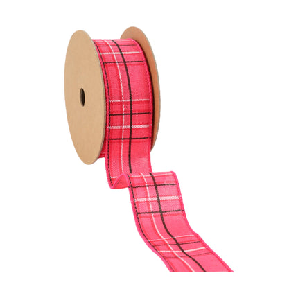 1 1/2" Wired Ribbon | Hot Pink/Spring Plaid | 10 Yard Roll LaRibbons and Crafts