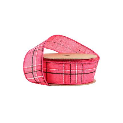 1 1/2" Wired Ribbon | Hot Pink/Spring Plaid | 10 Yard Roll LaRibbons and Crafts