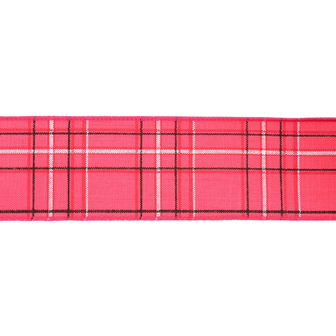 2 1/2" Wired Ribbon | Hot Pink/Spring Plaid | 10 Yard Roll