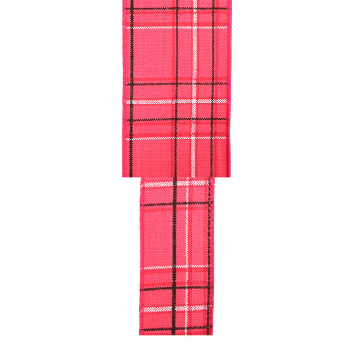 2 1/2" Wired Ribbon | Hot Pink/Spring Plaid | 10 Yard Roll