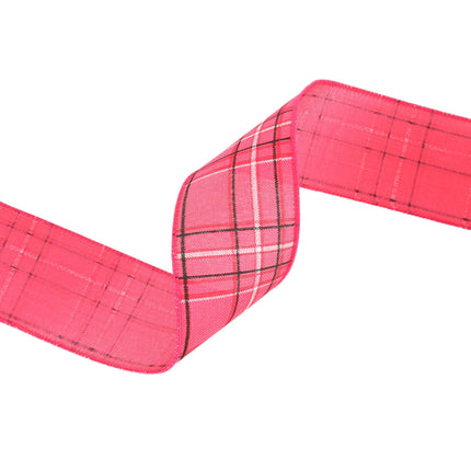 2 1/2" Wired Ribbon | Hot Pink/Spring Plaid | 10 Yard Roll LaRibbons and Crafts