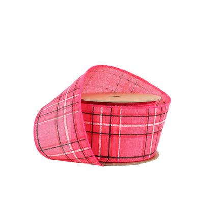 2 1/2" Wired Ribbon | Hot Pink/Spring Plaid | 10 Yard Roll LaRibbons and Crafts
