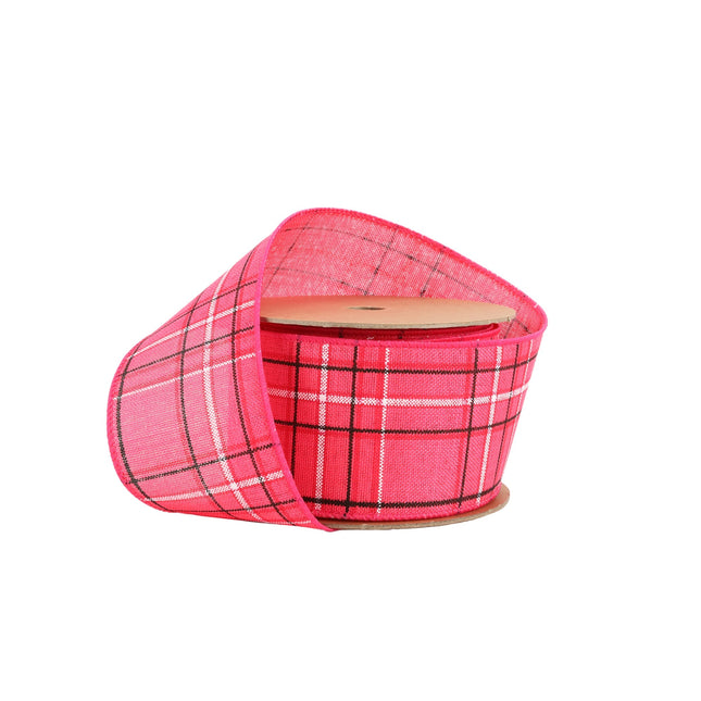 2 1/2" Wired Ribbon | Hot Pink/Spring Plaid | 10 Yard Roll LaRibbons and Crafts
