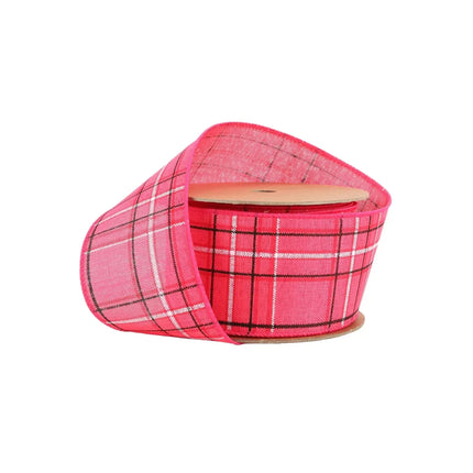 2 1/2" Wired Ribbon | Hot Pink/Spring Plaid | 10 Yard Roll LaRibbons and Crafts