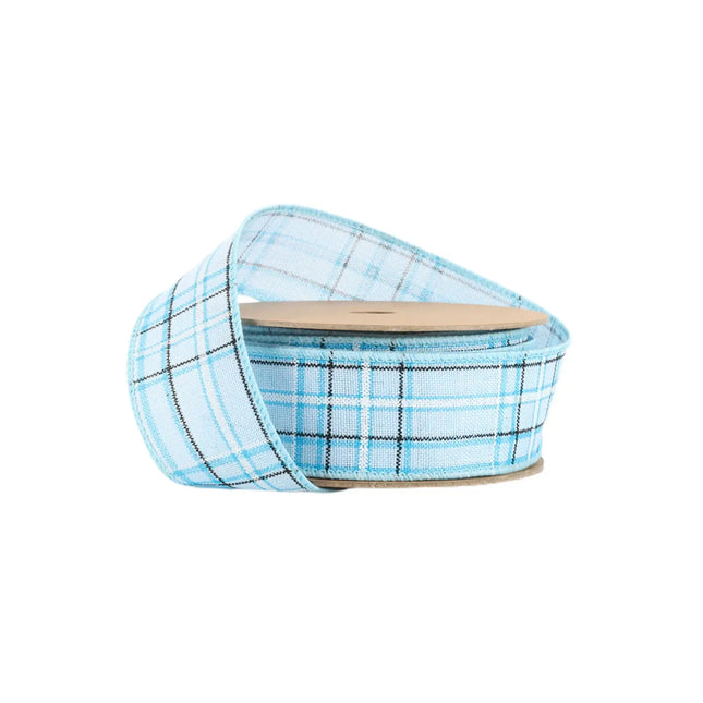 1 1/2" Wired Ribbon | Blue/Spring Plaid | 10 Yard Roll LaRibbons and Crafts