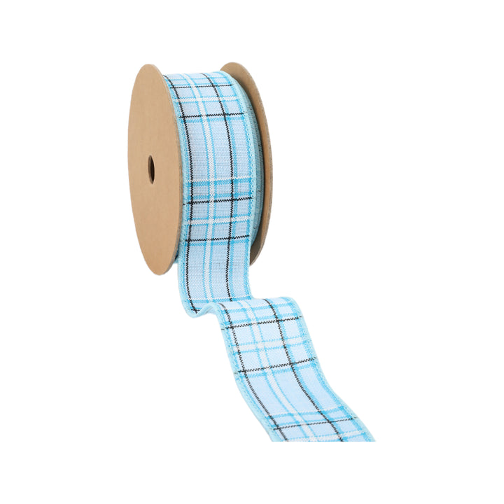 1 1/2" Wired Ribbon | Blue/Spring Plaid | 10 Yard Roll