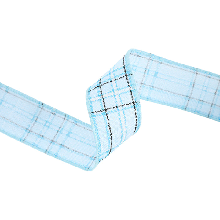 1 1/2" Wired Ribbon | Blue/Spring Plaid | 10 Yard Roll