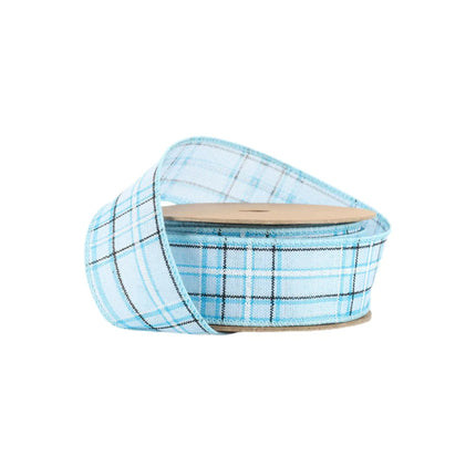 1 1/2" Wired Ribbon | Blue/Spring Plaid | 10 Yard Roll LaRibbons and Crafts