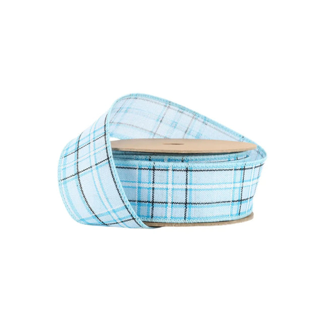 1 1/2" Wired Ribbon | Blue/Spring Plaid | 10 Yard Roll LaRibbons and Crafts