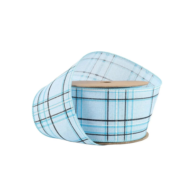 2 1/2" Wired Ribbon | Blue/Spring Plaid | 10 Yard Roll LaRibbons and Crafts