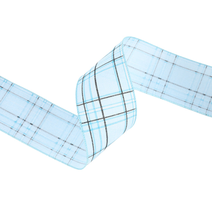 1 1/2" Wired Ribbon | Blue/Spring Plaid | 10 Yard Roll