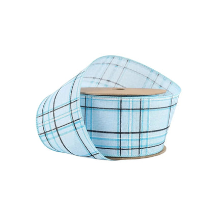 2 1/2" Wired Ribbon | Blue/Spring Plaid | 10 Yard Roll LaRibbons and Crafts