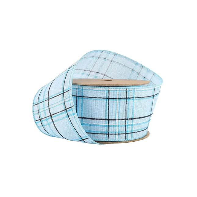 2 1/2" Wired Ribbon | Blue/Spring Plaid | 10 Yard Roll LaRibbons and Crafts