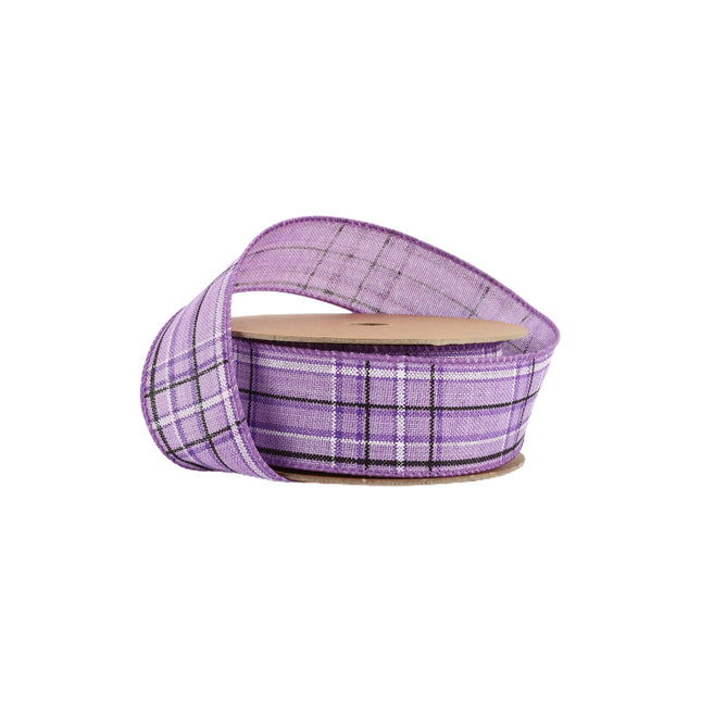 1 1/2" Wired Ribbon | Purple/Spring Plaid | 10 Yard Roll LaRibbons and Crafts