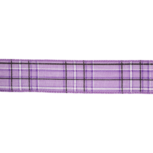 Wired Ribbon | Purple/Spring Plaid | 10 Yard Roll